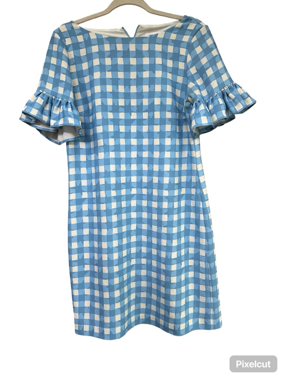 Sail to Sable Gingham Ruffle-Sleeve Spring Graduation Wedding guest Dress - Picture 5 of 12